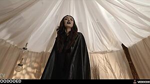 goth witch mistress controlled by voodoo doll fingers squirts in bdsm humiliation