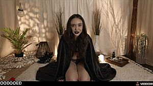 goth witch mistress controlled by voodoo doll fingers squirts in bdsm humiliation