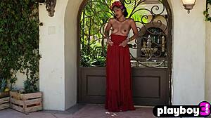 All-Natural Milf Angel Constance Strips Naked Posing Outdoors with Big Tits