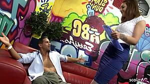 Why does flexible tattooed big tits teen Mai Bailey beg boss for rough cock pounding?