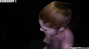 Eve gulps down hot cumshot straight from gloryhole swallowing every drop