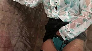 Romana bends over for first-time shower fucking and creampie