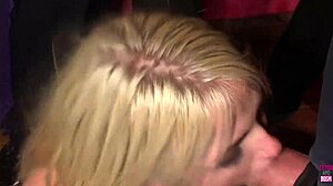 Blonde in lingerie sucks midget dick bbc group blowjob until cum covered everywhere 😍💦