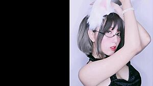 Airi Habita's sexy glasses challenge jerks cocks in pantyhose cum contest part 2