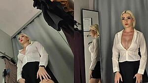 Whoa, check out this naked blonde with big tits trying on see-through clothes in the dressing room upskirt! 🔥👀