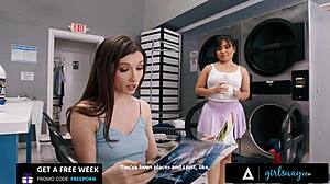 hey maya woulfe and summer col want wild public pussy licking at laundromat?