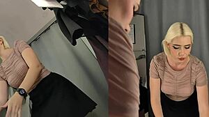 Whoa, check out this naked blonde with big tits trying on see-through clothes in the dressing room upskirt! 🔥👀