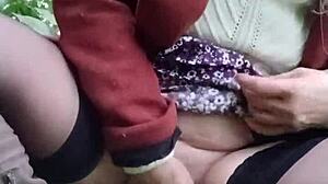 french milf slave maid bound and humiliated outdoors with dildo