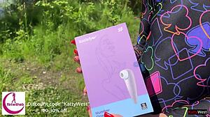 petite slut cums three times with toy dick in ass outdoors rough