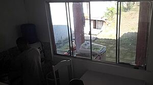 Deaf Cuckold Washes Dishes While Wife Barebacks Big Black Cock