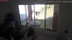 Deaf Cuckold Washes Dishes While Wife Barebacks Big Black Cock