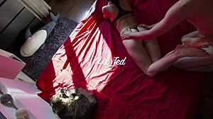 Liz moans as Ted pounds her hard in the mirror