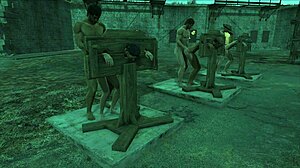 Fallout pillory slut endures multi anal pounding in post-apoc chains