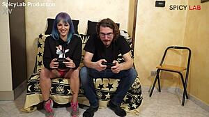 Gorgeous cosplay babe bedroom bent over cowgirl rides cock doggystyle till orgasm game over