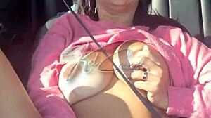 Girlfriend Flashes Truckers on Car Trip