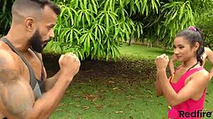 niara pessanha's tight ass trained outdoors with rough anal dp pounding