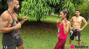 niara pessanha's tight ass trained outdoors with rough anal dp pounding