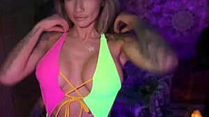 Curvy Blonde Big Tits Tattoo Haul in Revealing Swimwear Try On