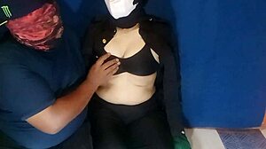 Horny security guard pussy toy-fucked till she squirts everywhere