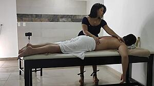 Big ass latina brunette's massage turns into deepthroat doggy rimjob frenzy!