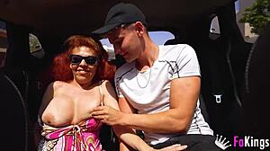 mature valery bends over testing anal with young rookie's big cock