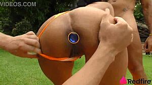 niara pessanha's tight ass trained outdoors with rough anal dp pounding