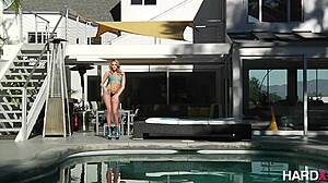 bikini blonde sucks big cock then gets ass pounded hard