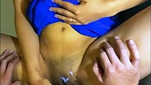 Shy petite latina student orgasms hard on tutor's cock despite rules