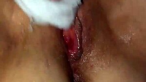 i can't stop staring at this shaved milf's dripping wet pussy