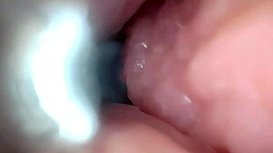 Pounding Semen Deep into Wide Stretched Cervix Pussy with Endoscope Closeup View