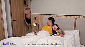 Cuckold wife Luna Vitaler secretly fucks muscular Max Betancur's big cock next to husband