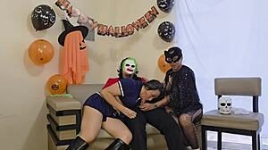 Stepmom Stepson Stepdaughter rip clothes for homemade Halloween FFM fuckfest