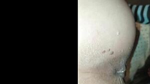 Brunette screams moans anal fucked by guy in feminine clothes