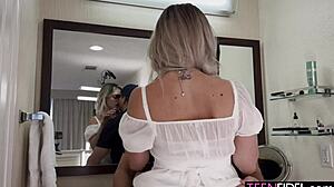 busty blonde gracie gates gags on monster cock deepthroat face fuck