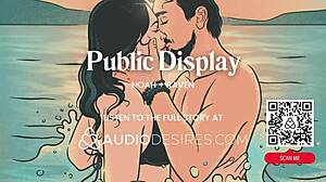 Erotic beach couple teases with dirty talk fingering before public waves pounding roleplay