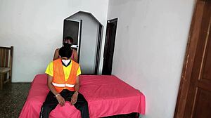 Unfaithful wife sneaks neighbor in to pound her fat ass while cuckold hubby watches nearby