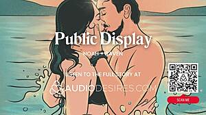 Erotic beach couple teases with dirty talk fingering before public waves pounding roleplay
