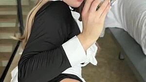 maid bends over for anal play and master's cum reward in her ass