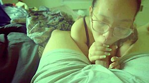 What if your sexy glasses Asian roommate woke you with sloppy POV deepthroat?