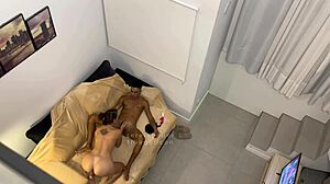 blonde latina brazilian cutie cheats on hubby with hidden cam catching her slurping milk