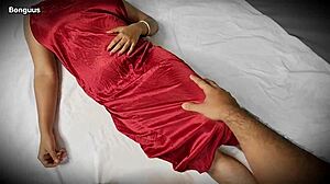 fucking my hot brunette wife's hairy trimmed pussy hard!