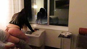 she slips into that see-through short dress and teases everyone in the hotel public spots