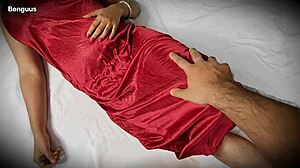 fucking my hot brunette wife's hairy trimmed pussy hard!