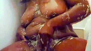 ebony mom yuki-senpai sneaks intense bathtub climax after steamy shower