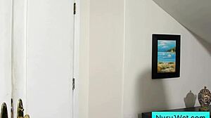 curly brunette teen masseuse victoria voxxx grinds wet pussy on derrick pierce back in nuru massage