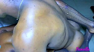 Curvy Ebony Girlfriend Strips Oiled Before Taking Full Dick Ride