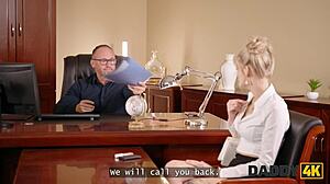 Naughty blonde, flaunt that big sex experience in your interview now.