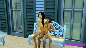 Cheating Big Tit Neighbor Rides Monster Futa Shemale Cock Hard on Balcony