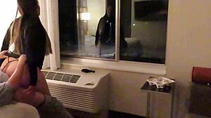 she slips into that see-through short dress and teases everyone in the hotel public spots