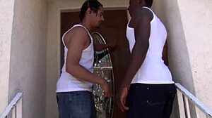 enjoying white brunette milf taking big white cock and monster black cock doggystyle